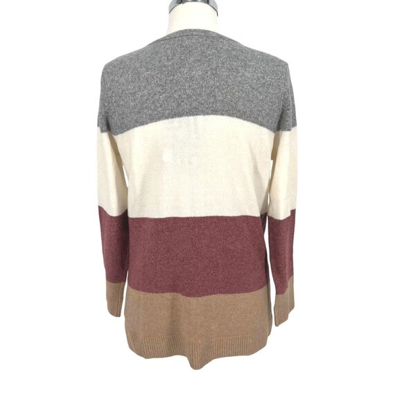 Market & Spruce Colorblock Open Cardigan Sweater Gray Pink Beige Size Small NWT - Picture 5 of 9